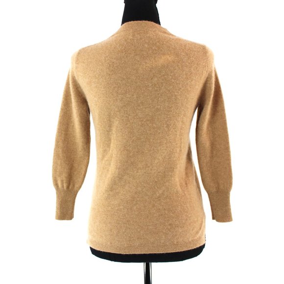 J. Crew Three Quarter Sleeve Everyday Cashmere Camel Tan Sweater XS Crewneck Top - Picture 5 of 7